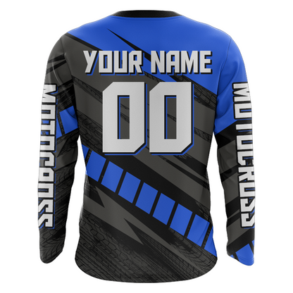 Custom Motocross Jersey UPF30+ Dirt Bike Youth Shirt MX Racing Adult&Kid Blue Jersey XM210
