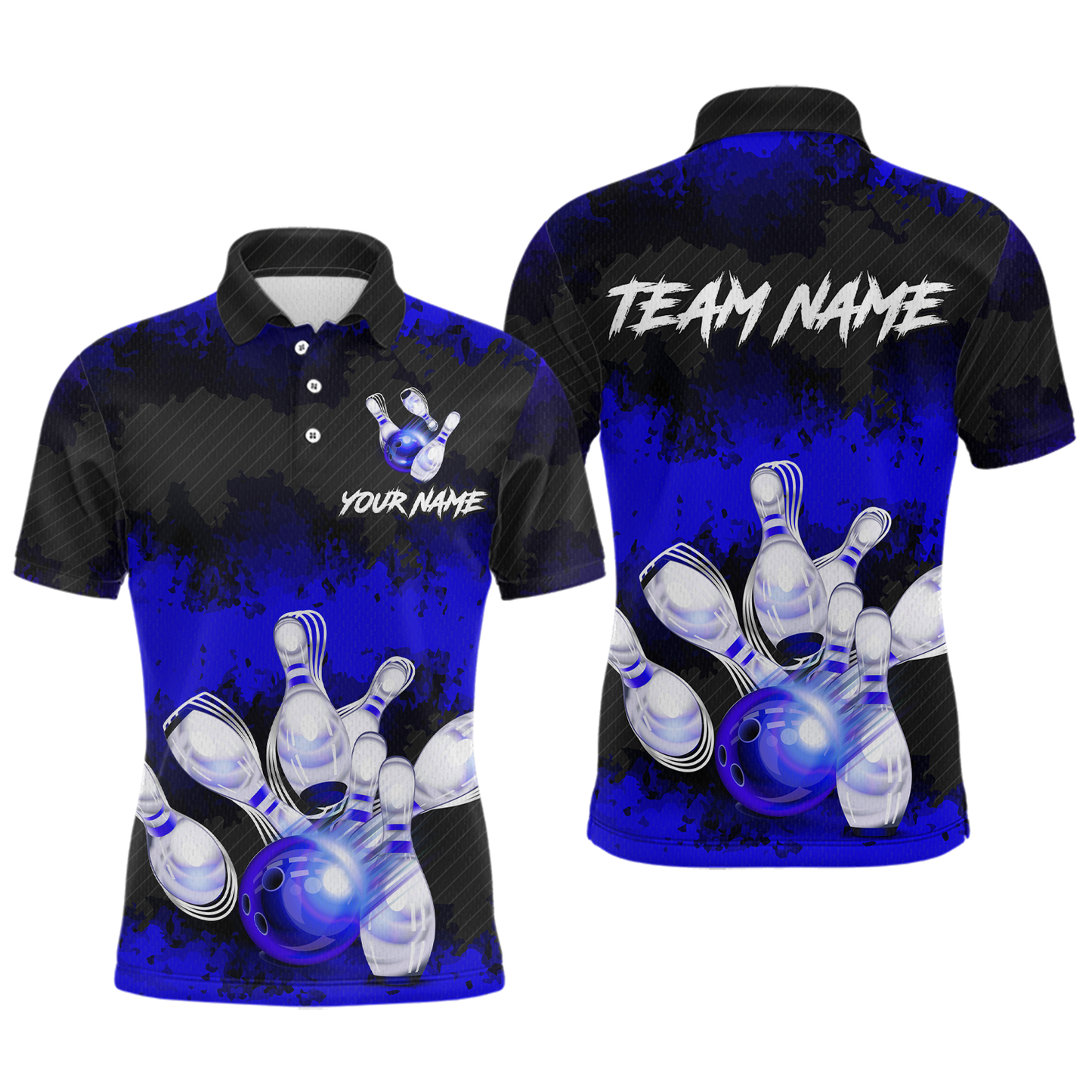 Customize Blue Bowling Shirts for Men Women Team Bowling Polo & 1/4 Zip Shirts MBL81
