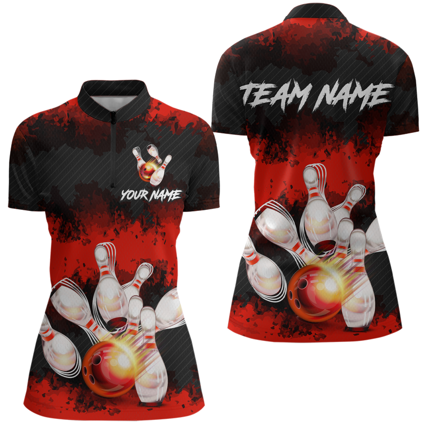 Customize Red Bowling Shirts for Men Women Team Bowling Polo & 1/4 Zip Shirts MBL81