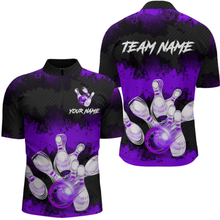 Load image into Gallery viewer, Customize Purple Bowling Shirts for Men Women Team Bowling Polo &amp; 1/4 Zip Shirts MBL81