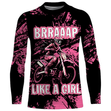Load image into Gallery viewer, Racing Jersey Pink Black Motocross Shirt Girl Women UPF30+ Motorcycle Off-Road Shirt XM218