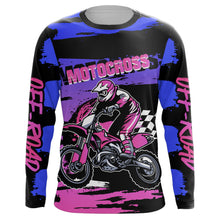 Load image into Gallery viewer, Motocross Blue Pink Jersey UPF30+ Riding Dirt Bike Jersey Extreme MX Racing Off-road Shirt XM05
