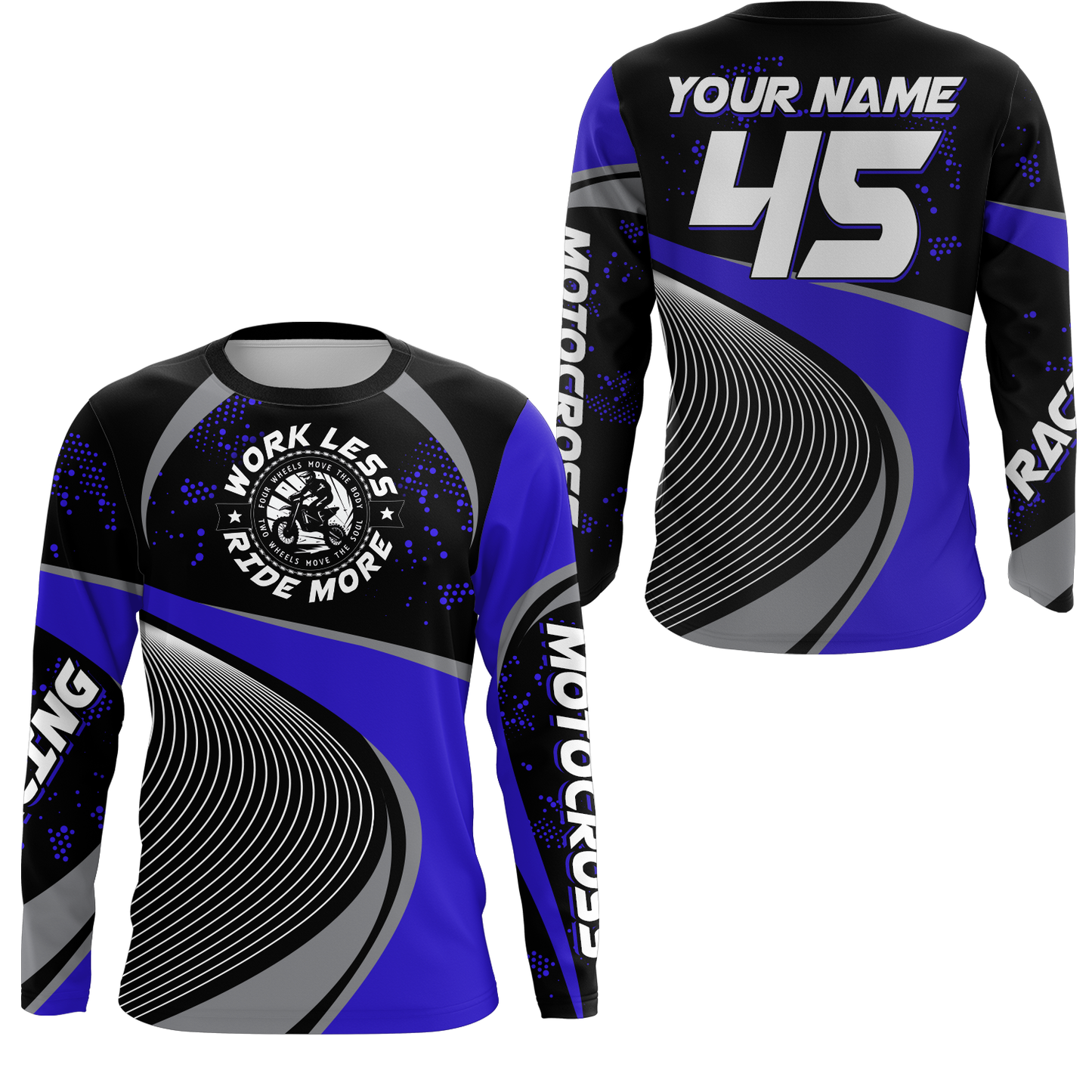 Motocross Racing Jersey Blue Upf30+ Dirt Bike Shirt Off-Road MX Racing Jersey XM296