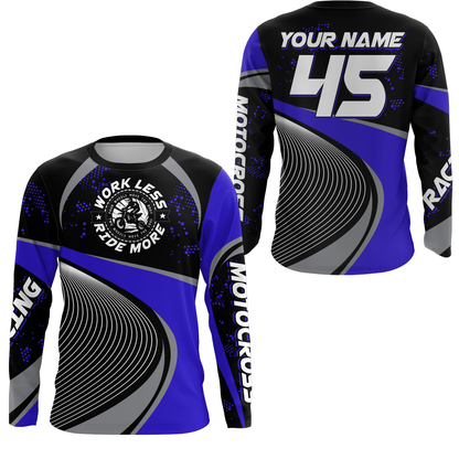 Motocross Racing Jersey Blue Upf30+ Dirt Bike Shirt Off-Road MX Racing Jersey XM296