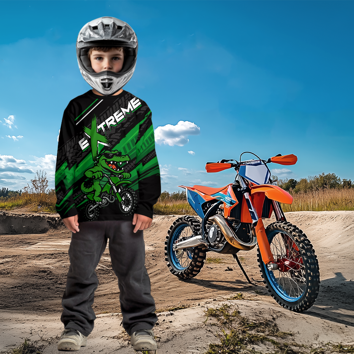 Green Alligator Motocross Jersey Custom Dirt Bike Shirts Men Kid Women Riding Shirts XM379