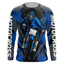 Load image into Gallery viewer, Blue Motocross Racing Jersey Youth UPF30+ Dirt Bike Shirt Off-Road Kid Men Long Sleeves XM152