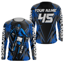 Load image into Gallery viewer, Blue Motocross Racing Jersey Youth UPF30+ Dirt Bike Shirt Off-Road Kid Men Long Sleeves XM152