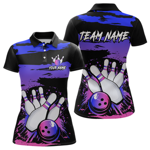 Purple Bowling Shirts Custom for Women Men Team Bowling Polo and 1/4 Zip Shirts MBL116