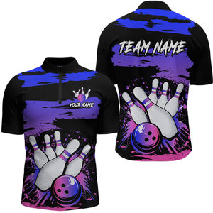 Purple Bowling Shirts Custom for Women Men Team Bowling Polo and 1/4 Zip Shirts MBL116