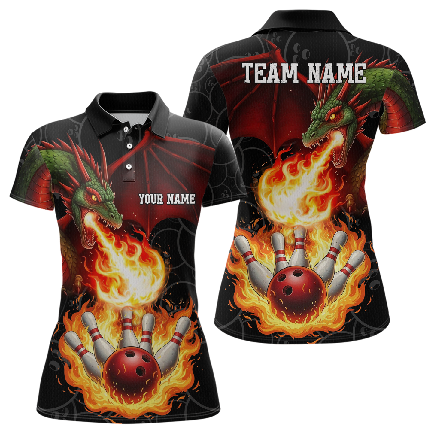 Flaming Dragon Bowling Shirt Custom for Men Women Bowling Team League MBL88