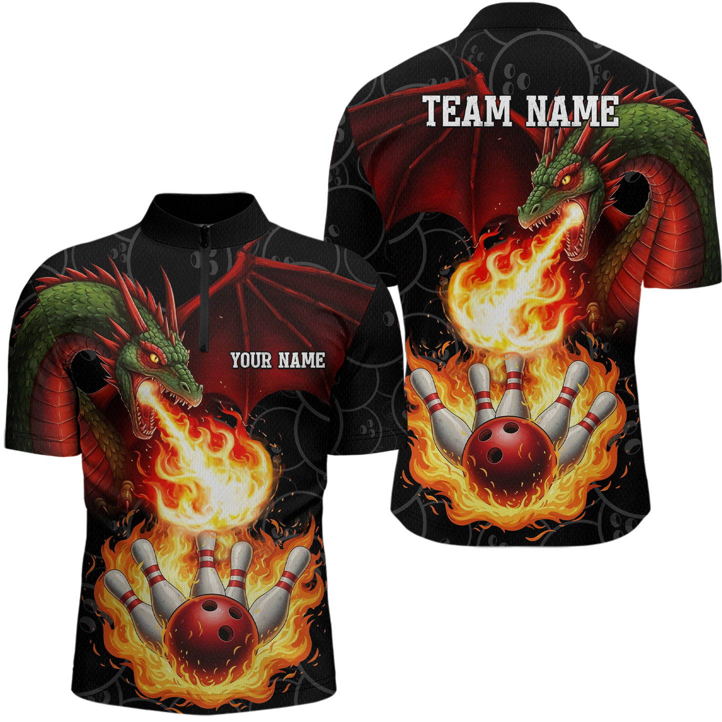 Flaming Dragon Bowling Shirt Custom for Men Women Bowling Team League MBL88