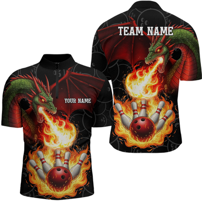 Flaming Dragon Bowling Shirt Custom for Men Women Bowling Team League MBL88
