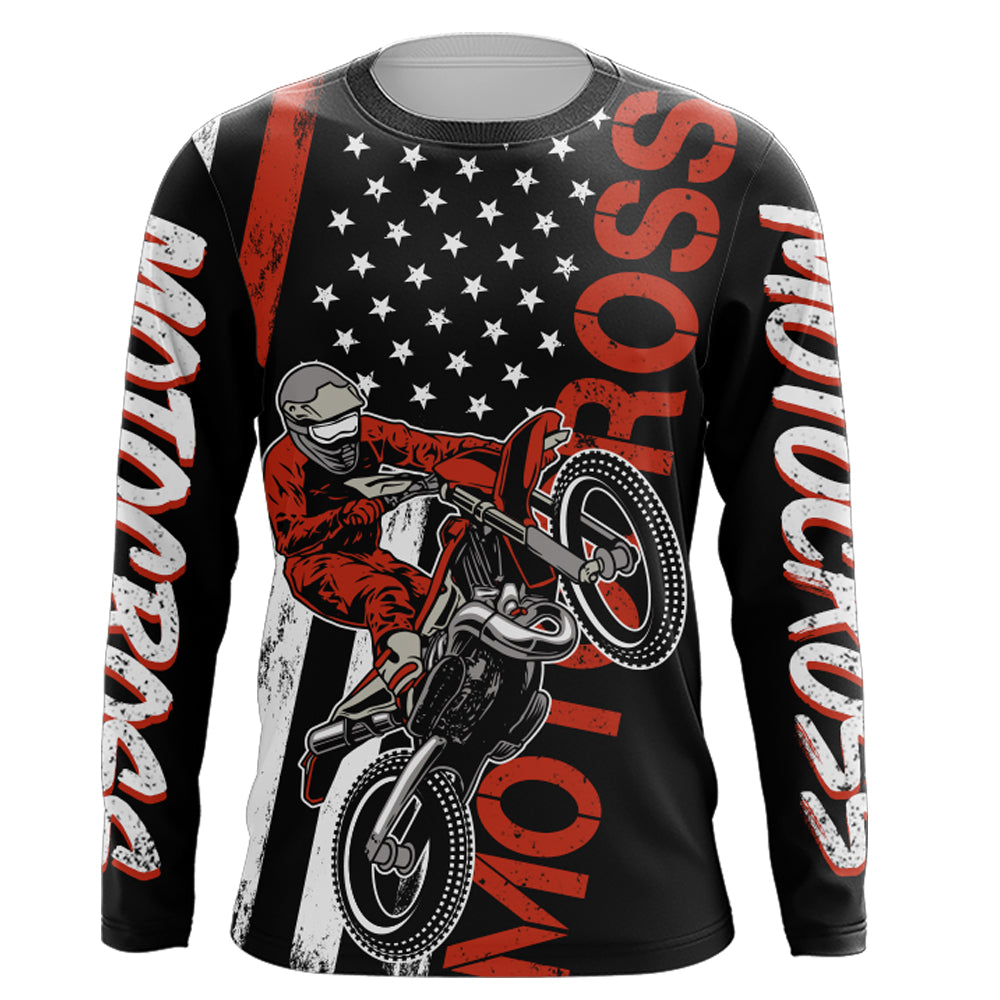 American Flag Motocross Jersey UPF30+ Racing Dirt Bike Riding Shirt Off-Road Long Sleeves XM28