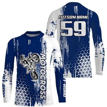 Blue Motocross Racing Jersey UPF30+ Youth Dirt Bike Shirt Motorcycle Jersey Kid Men Off-road XM201