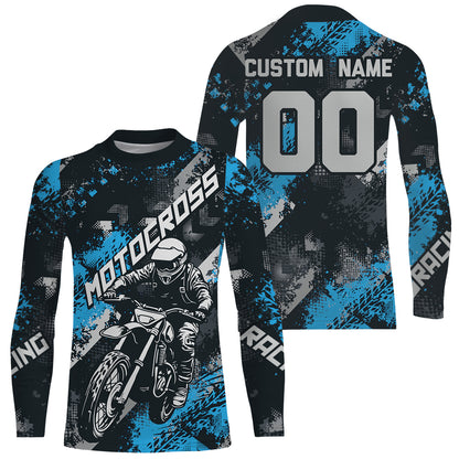 Blue Motocross Racing Jersey Men Kid Women Upf30+ Dirt Bike Shirt MX Off-Road Jersey XM247