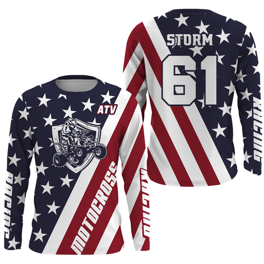 ATV Motocross Jersey American Flag Upf30+ Quad Bike Racing Jersey Men Women Kid MX41
