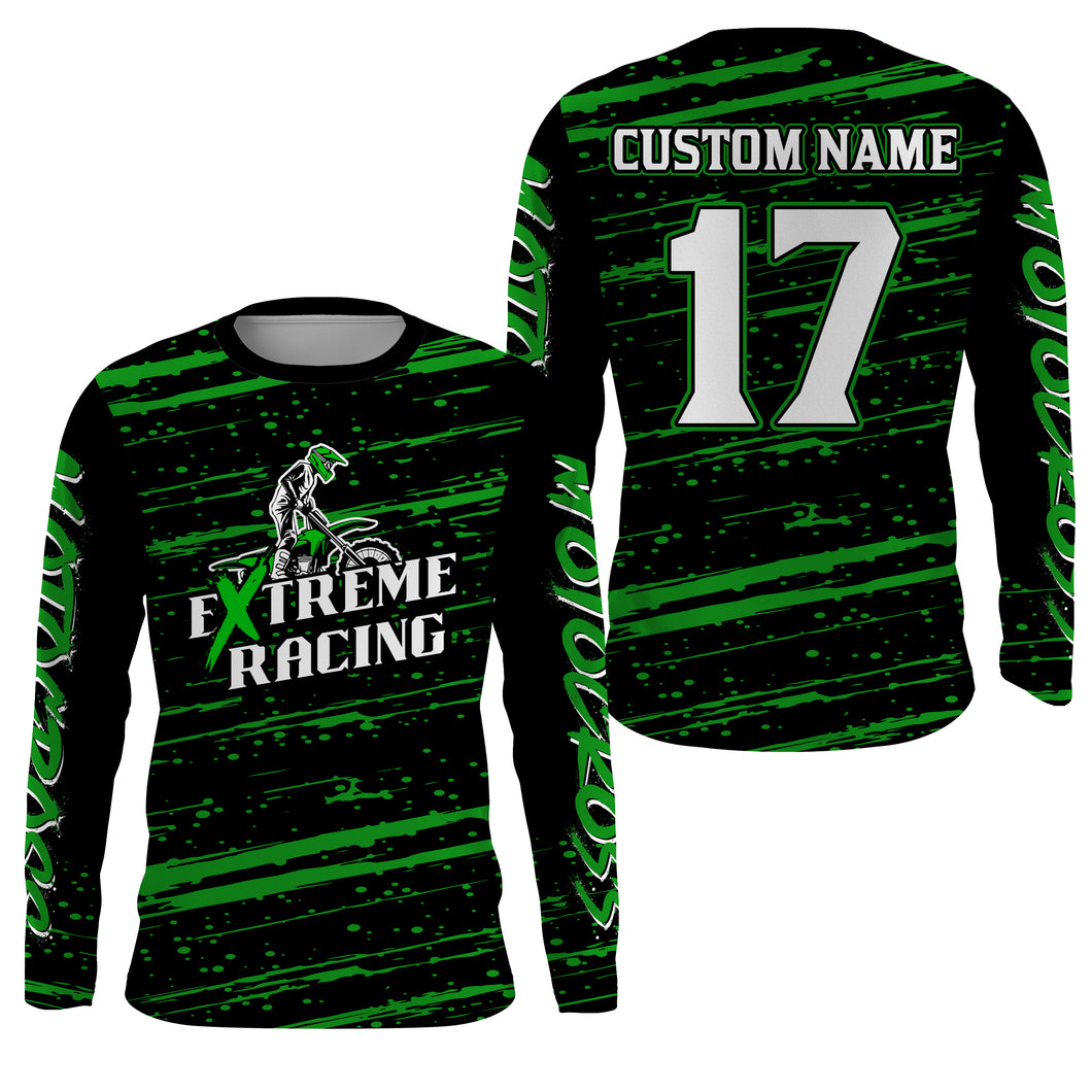 Motocross Racing Jersey Green Upf30+ Dirt Bike Off-road MX Shirt Men Kid Women XM186