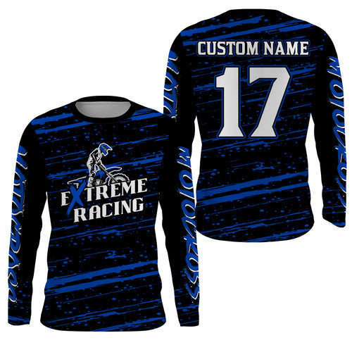 Motocross Racing Jersey Blue Upf30+ Dirt Bike Off-road MX Shirt Men Kid Women XM186