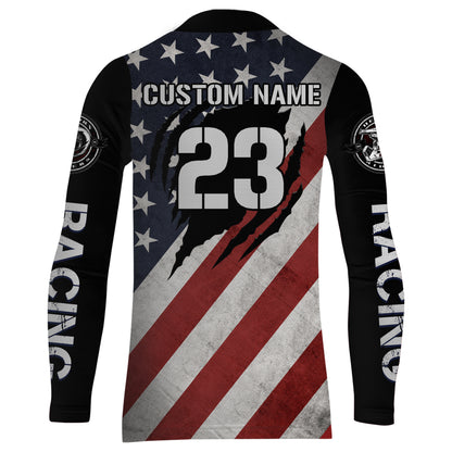 American Flag Motocross Jersey UPF30+ Patriotic Adult&Kid MX Racing Jersey Custom Motorcycle Shirt XM94