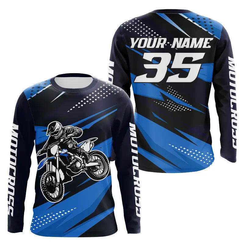 Blue Motocross Racing Jersey Men Women Kid Upf30+ Dirt Bike Shirt Youth Racing Jersey DNT84