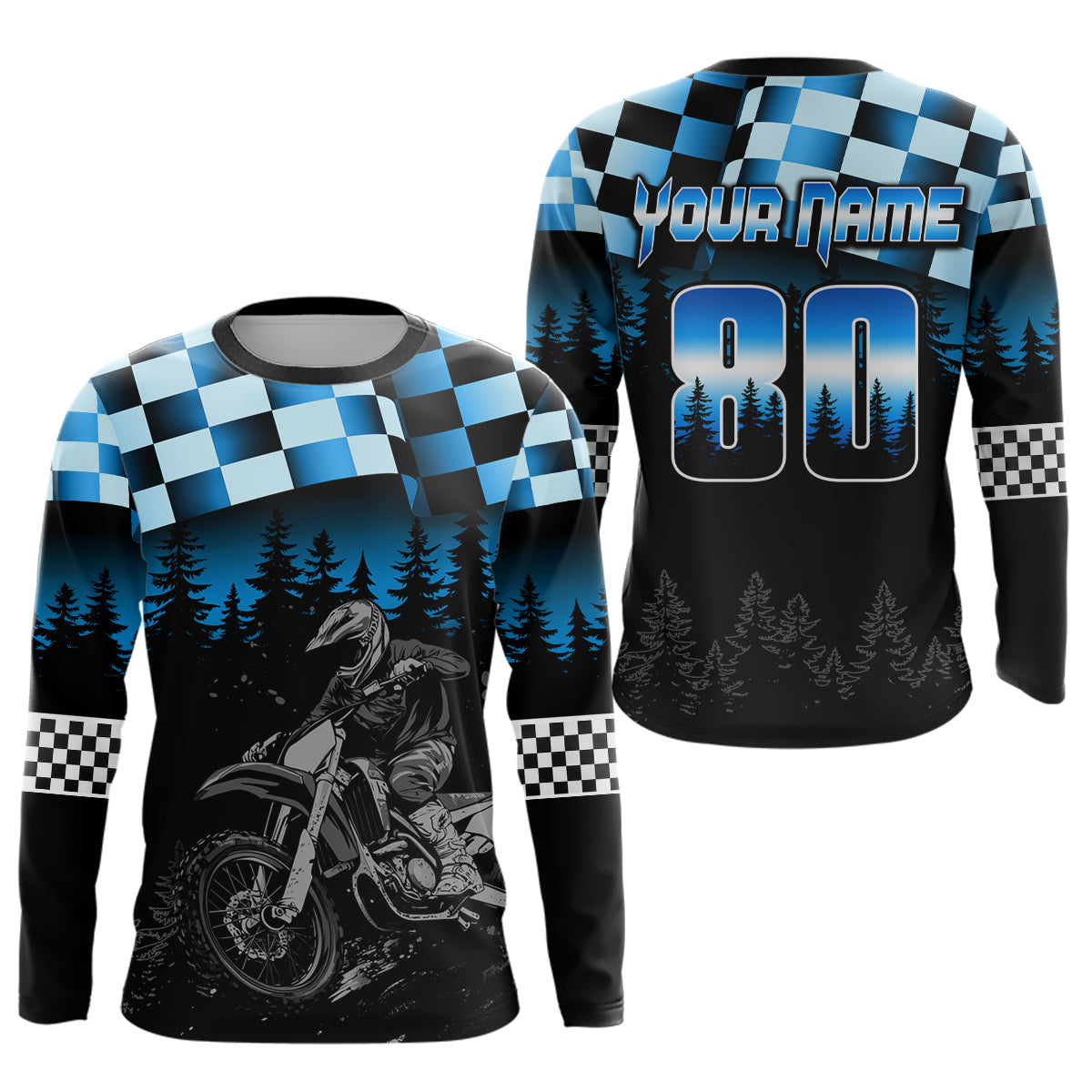 Blue Motocross Jersey Dirt Bike Jersey Kid Adult UPF30+ Custom Motocross Racing Jersey DNT56
