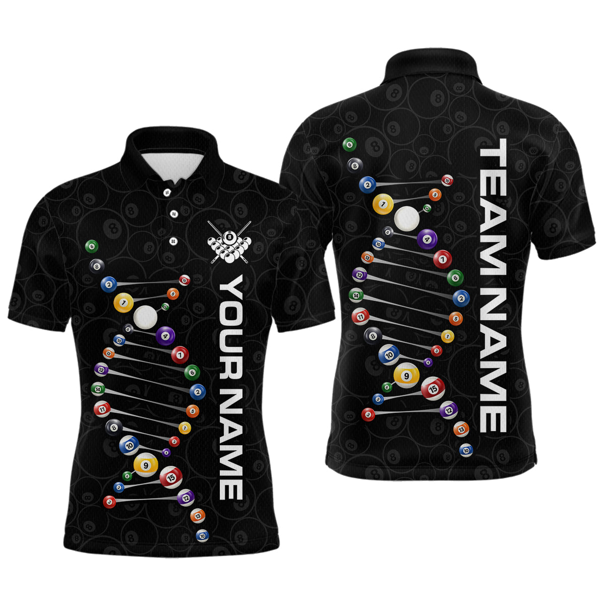 Personalized Billiard Jersey DNA 8 Ball Pool Men Billiard Shirt for Men Team Polo & 1/4 Zip NNT35