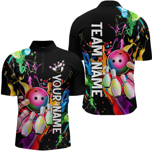 Colorful Bowling Shirt Bowling Jersey Men Personalized Bowling Team Jersey Polo & 1/4 Zip HNT33