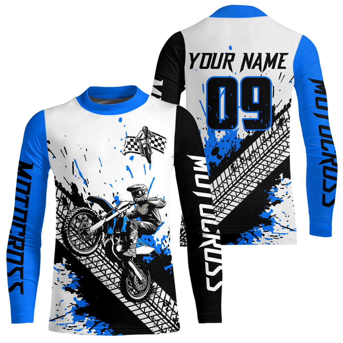 Blue Motocross Shirts Racing UPF30+Custom Dirt Bike Jersey Off-Road Shirt Kid Men Women DNT73