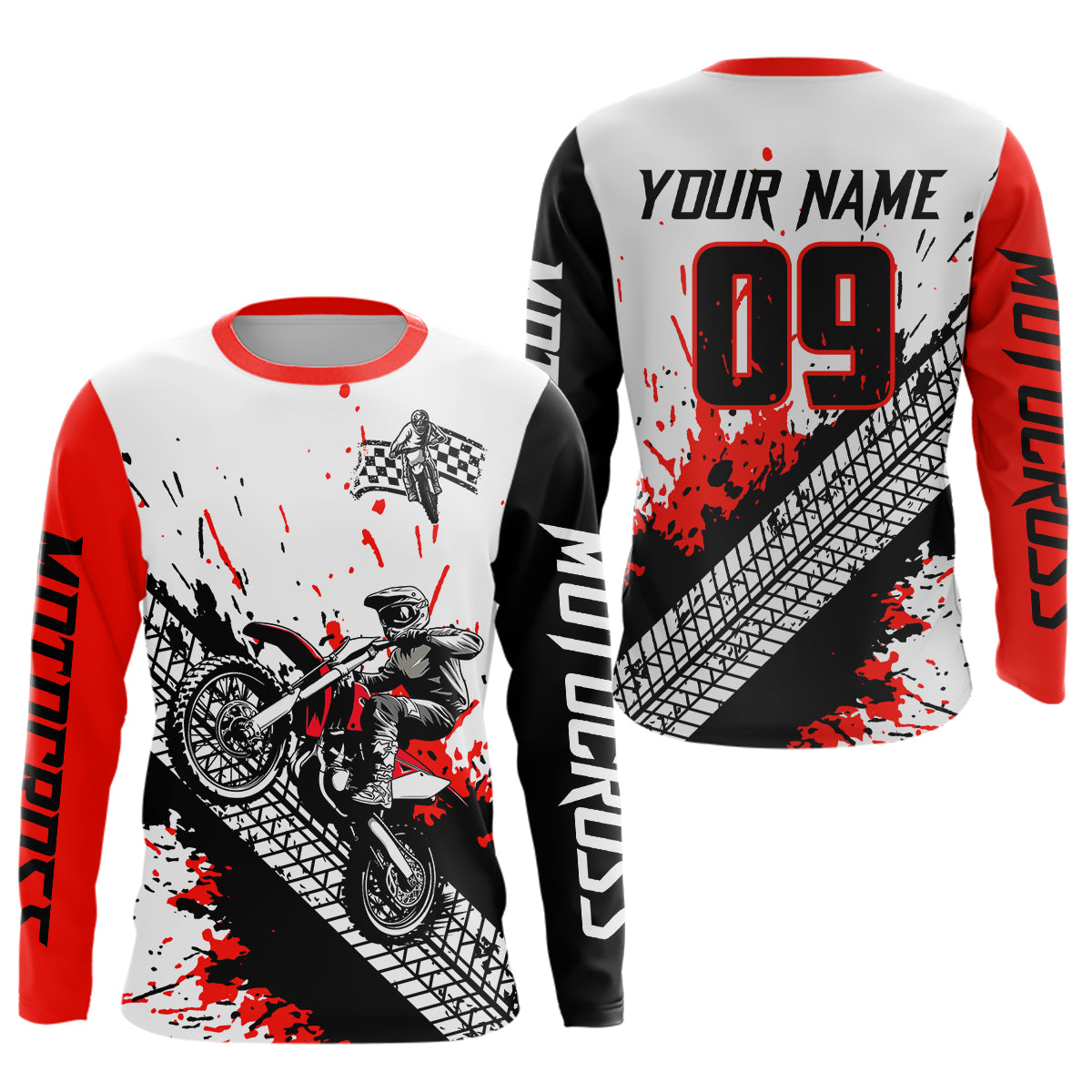 Red Motocross Shirts Racing UPF30+Custom Dirt Bike Jersey Off-Road Shirt Kid Men Women DNT73
