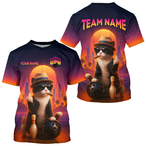 Custom Funny Cat Bowling Jersey for Men Women Bowling Uniform Bowling Team Shirts HNT114