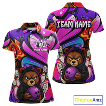 Load image into Gallery viewer, Custom Funny Bear Bowling Women Bowling Shirt Polo &amp; Quarter-Zip Bowling Team Jerseys HNT84
