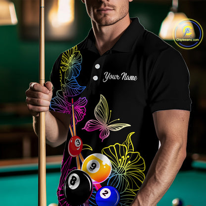 Custom Butterfiles Ball Billiard Shirts for Men Billiard Team Jerseys Polo & 1/4 Zip Shirts NNT51