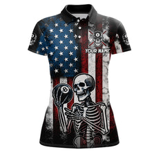 Load image into Gallery viewer, Custom US Skull 8 Ball Billiard Shirts for Women Billiard Team Shirts Billiard League Polo &amp; 1/4 Zipper NNT86