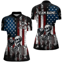 Load image into Gallery viewer, Custom US Skull 8 Ball Billiard Shirts for Women Billiard Team Shirts Billiard League Polo &amp; 1/4 Zipper NNT86