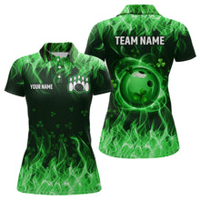 Load image into Gallery viewer, Personalized St Patrick Day Funny Flaming Bowling Shirt Women Team Polo &amp; 1/4 Zip Shirts HNT13