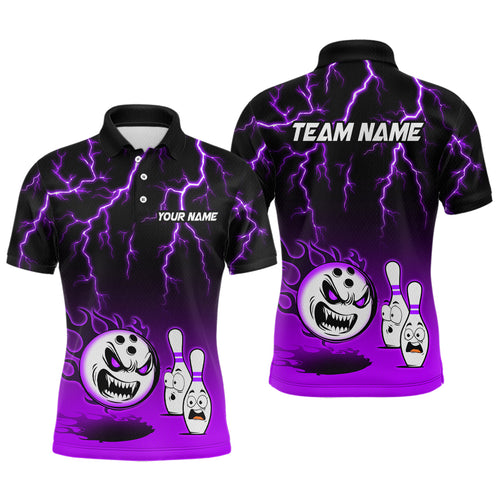 Purple Funny Crazy Bowling Shirt for Men Bowling Jersey Shirts Polo & Quarter- Zip Bowling League HNT17