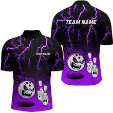 Load image into Gallery viewer, Purple Funny Crazy Bowling Shirt for Men Bowling Jersey Shirts Polo &amp; Quarter- Zip Bowling League HNT17