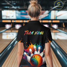 Load image into Gallery viewer, Custom Funny Colorful Bowling Jersey for Women Bowling Uniform Polo &amp; 1/4 Zip Bowling Team Shirts HNT116