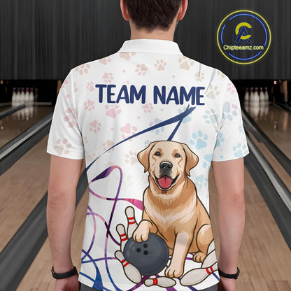 Custom Funny Dog Paw Bowling Men Polo & 1/4 Zip Shirts Bowling Team Jerseys HNT95