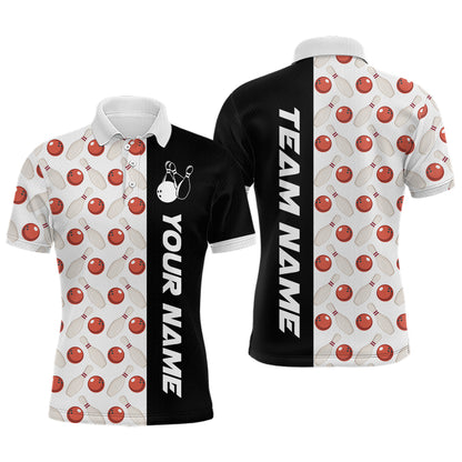 White Bowling Pattern Custom Men Bowling Polo & Quarter-Zip Shirts Bowling Team Jerseys HNT45