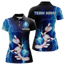 Load image into Gallery viewer, Blue Thunder Bowling Shirt for Women Custom Polo &amp; Quarter-Zip Team Bowling Jersey Bowling Team Shirt HNT22