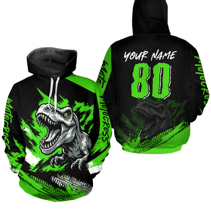 Custom Youth Dinosaur Motocross Hoodie Off-Road Quad Bike Hoodie for Kid Men Women HOT09