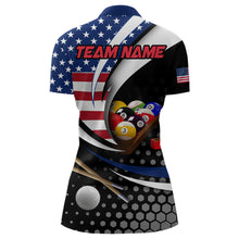 Load image into Gallery viewer, Custom US Flag 8 Ball Billiard Shirts for Women Billiard Team Shirts Billiard League Polo &amp; 1/4 Zipper NNT83