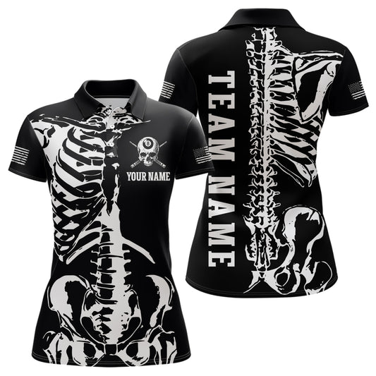 Custom Skull Bone 8 Ball Billiard Shirts for Women Billiard Team Jerseys Polo & 1/4 Zip Shirts NNT47