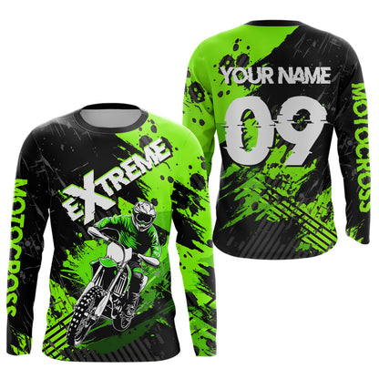 Green Motocross Jersey Extreme Racing Jersey Kid Adult UPF30+ Custom Youth Motorcycle Shirt DNT85