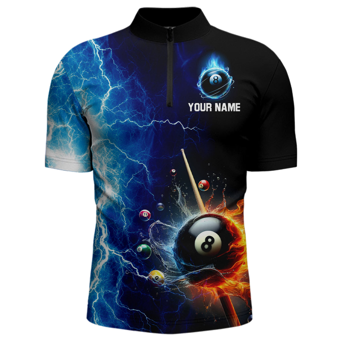 Custom Skull Thunder Billiard Shirts for Men Billiard Team Jerseys Polo & 1/4 Zip Shirts NNT44