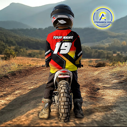 Red Motocross Shirts UPF30+Custom Dirt Bike Jersey Off-Road Shirt Kid Men Women DNT57