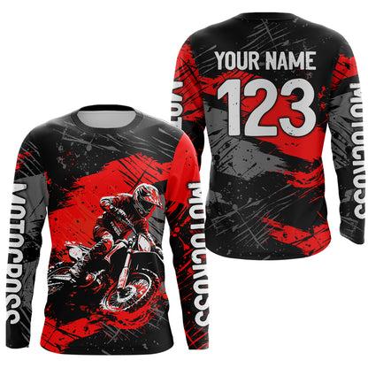 Red Youth Motocross Jersey Custom Dirt Bike Racing Shirts for Kid Men Women UPF30+ DNT20