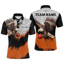 Load image into Gallery viewer, Custom Name Orange Eagle Bowling Shirt Bowling Jersey for Men Polo &amp; 1/4 Zip Shirt Team League HNT07