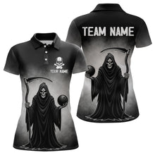 Load image into Gallery viewer, Custom Black Skeleton Bowling Jersey for Women Bowling Uniform Polo &amp; 1/4 Zip Bowling Team Shirts HNT110